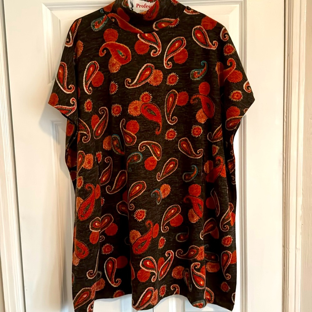 FRESHINE Brown w/Orange/Cream Paisley Design Pullover Tunic w/Belt - Size Small